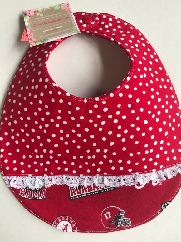 Baby Bib, Large, Reversible, Fully Insulated and Machine Washable, Alabama